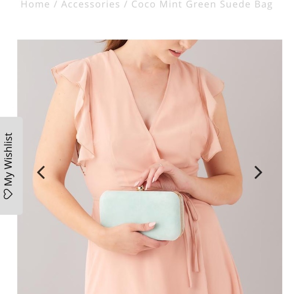 Rachel Simpson Mint Suede Coco clutch